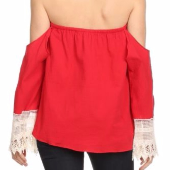 RED OFF SHOULDER TOP - Picture 3 of 4